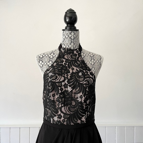 Rodeo Show Black Lace Bodice Halter Cocktail Dress Size 8 - Picture 2 of 13